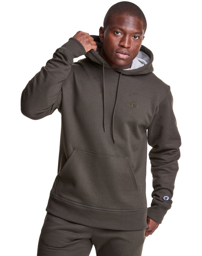 Sudadera Con Capucha Champion Hombre - Powerblend Fleece C Logo ( Verde Oscuro Oliva ) 2184537-SV